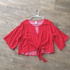 Cut-Out Polka Dot Crop Top